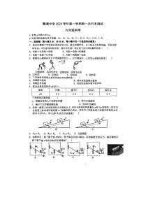 浙江省杭州市慧澜中学2024-2025学年九年级上学期10月月考科学试题