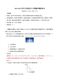 九年级科学上学期期中模拟卷01（全解全析）（浙教版）