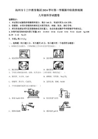 杭州市十三中教育集团2024-2025学年九年级上学期期中科学试题