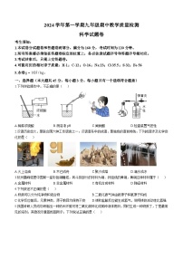 浙江省杭州市淳安县2024-2025学年九年级上学期期中检测科学试题