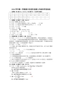 浙江省杭州市十三中教育集团2024-2025学年九年级上学期期中科学试题