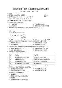 浙江省金华市永康三中2024-2025学年九年级上学期期中检测科学试卷