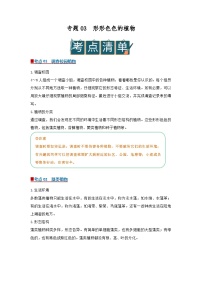 专题03 形形色色的植物（word）2025-2026学年七上科学浙教版2024期中复习学案知识点+习题