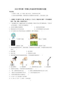 浙江省宁波市鄞州区十三校2025-2026学年第一学期七年级科学期中考试试卷（含答案）