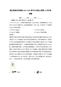 浙江省绍兴市校级2025-2026学年七年级上学期10月月考科学试卷（解析版）