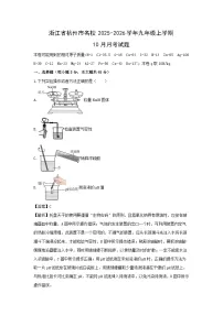 浙江省杭州市名校2025-2026学年九年级上学期10月月考科学试卷（解析版）