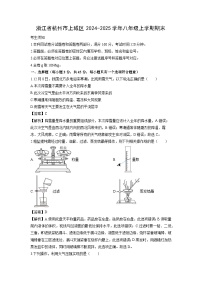 浙江省杭州市上城区2024-2025学年八年级上学期期末考科学试卷（解析版）