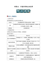专题02丰富多彩的生命世界（word）2025-2026学年七上初中科学浙教版2024期末复习学案知识点+习题