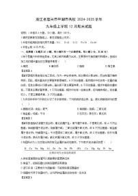 浙江省嘉兴市平湖市名校2024-2025学年九年级上学期12月期末科学试卷（解析版）
