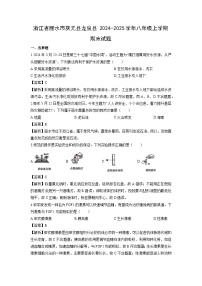 2024-2025学年浙江省丽水市庆元县龙泉县八年级上学期期末科学试卷（解析版）