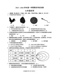 浙江省绍兴诸暨市2025一2026学年第一学期期末考试试卷 七年级科学