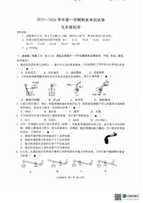 2025-2026学年浙江省绍兴市诸暨市第一学期期末考试九年级科学（无答案）试卷