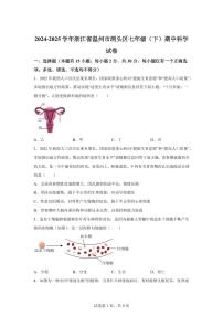 2024~2025学年浙江省温州市洞头区七年级下册期中考试科学试题【附答案】