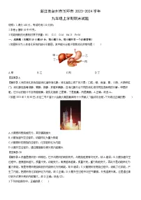 浙江省台州市玉环市2023-2024学年九年级上学期期末科学试卷（解析版）