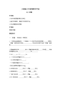 初中物理教科版八年级上册第六章 质量与密度1 质量导学案