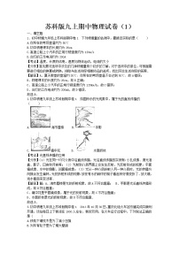 苏科版九年级物理九上期中试卷1含解析