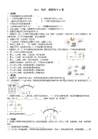 初中物理人教版九年级全册第1节 电压达标测试