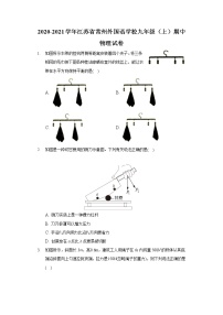 2020-2021学年江苏省常州外国语学校九年级（上）期中物理试卷