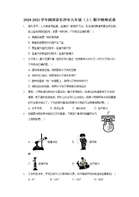 湖南省长沙市2020-2021学年九年级上学期期中物理试卷（word版 含答案）