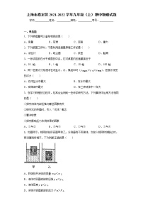 上海市嘉定区2021-2022学年九年级（上）期中物理试题（word版 含答案）