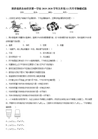 2019-2020学年九年级上学期陕西省西安市经开第一学校11月月考物理试题（原卷+解析卷）