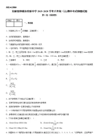 2019-2020年八年级上学期安徽省桐城市实验中学期中考试物理试题（原卷+解析卷）