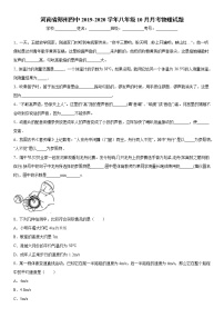 2019-2020学年八年级上学期河南省郑州四中10月月考物理试题（原卷+解析卷）