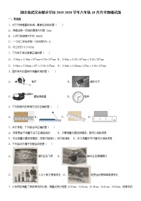 2019-2020学年八年级上学期湖北省武汉市部分学校10月月考物理试题（原卷+解析卷）