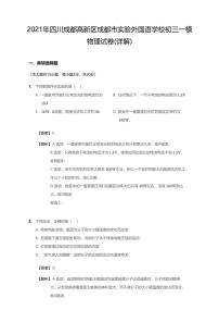 2021年四川省成都市高新区市实验外国语学校中考一模物理试卷（含答案）