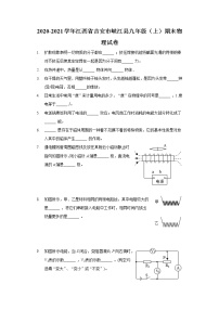 2020-2021学年江西省吉安市峡江县九年级（上）期末物理试卷