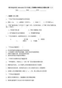 宁夏银川市金凤区2020-2021学八年级上学期期末物理综合模拟试题（三）（word版 含答案）