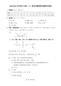 广西柳州市2020-2021学年度八年级上册物理期末质量抽测试题（PDF版含答案）