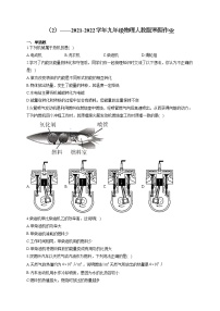 2021-2022学年九年级物理人教版寒假作业（2）