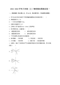 河北省正定县2021-2022学年八年级上学期物理期末模拟题一（word版 含答案）