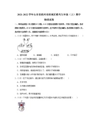 山东省滨州市滨城区联考2021-2022学年九年级上学期期中考试物理试题（Word版含解析）