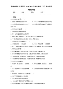 2020-2021学年贵州省铜仁市玉屏县八年级上学期期末考试物理试题（含答案与解析）