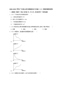 广东省云浮市郁南县2020-2021学年八年级上学期期末考试物理试题（word版 含答案）