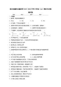 湖北省襄阳市襄州区2021-2022学年八年级（上）期末考试物理试题（word版 含答案）