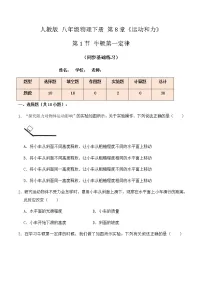 2020-2021学年8.1 牛顿第一定律复习练习题