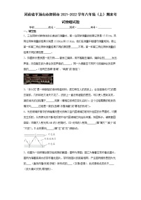 河南省平顶山市舞钢市2021-2022学年八年级（上）期末考试物理试题（word版含答案）