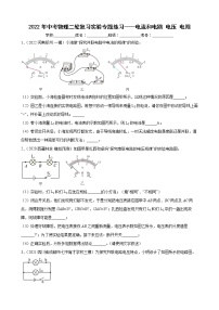 2022年中考物理二轮复习实验专题练习——电流和电路电压电阻