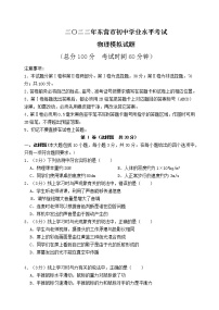 2022年山东省东营市初中学业水平考试物理模拟试题(word版含答案)