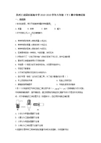 苏州工业园区2018-2019学年初二第二学期期中物理试卷（含答案）