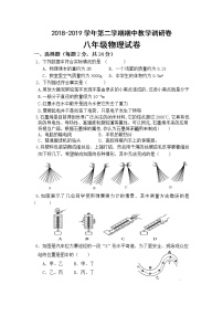 苏州工业园区2018-2019学年第二学期初二物理期中教学调研卷（含答案）