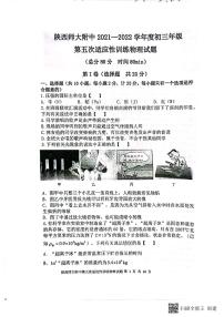 陕西师大附中2021- -2022 学年九年级 第五次适应性训练物理试题（无答案）