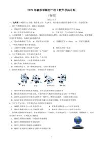 江苏省苏州市振华中学2021-2022学年九年级下学期5月份物理线上教学模拟诊断试卷无答案