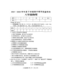 2022年广西贺州市钟山县八年级下册期中物理（无答案）练习题