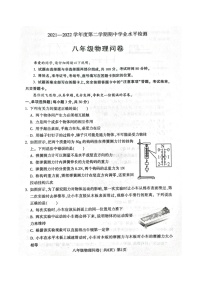 山东省聊城市阳谷县2021-2022学年八年级下学期期中考试物理试题（含答案）