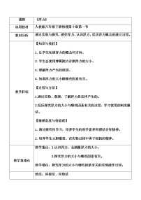 人教版八年级下册10.1 浮力表格教案