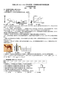 安徽省马鞍山市2021-2022学年八年级下学期期末教学质量监测物理试题（无答案）